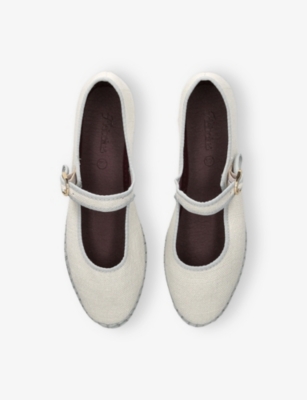 Flabelus Womens Grey/p.cmb Dalloway Linen Ballet Flats Eur 38/5 Uk In Gray