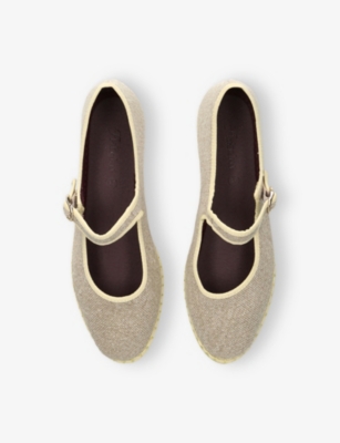 Flabelus Womens Bone/comb Imelda Linen Ballet Flats Eur 41 / 8 Uk In Brown