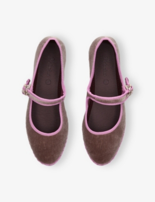 Flabelus Womens Beige Comb Odiseo Velvet Mary-jane Flats Eur 39 / 6 Uk In Multi