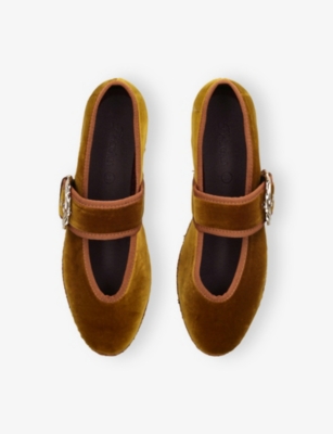 Flabelus Womens Rust Sophie Velvet Ballet Flats Eur 42/ 9 Uk In Brown