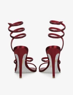 René Caovilla Womens Wine Cleo 105 Leather Heeled Sandals Eur 41 / 8 Uk In Red