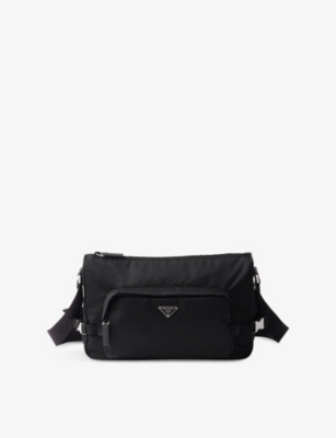 PRADA: Logo-Embellished Re Nylon and Leather Shoulder Bag