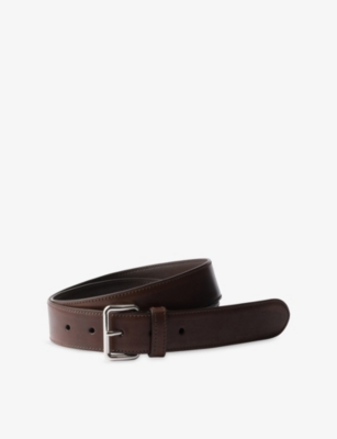 Prada Ebony Colour Belt In Aged Leather In Brown