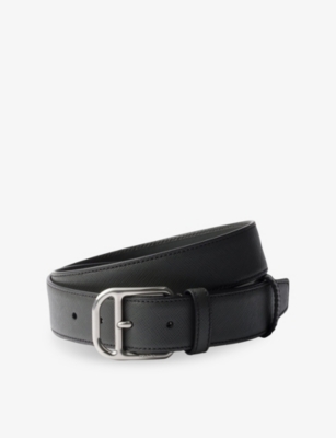 Prada Mens Grey Saffiano Leather Belt In Gray