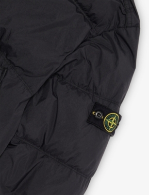Stone Island Black Logo-patch Padded Shell Parka Jacket In Black