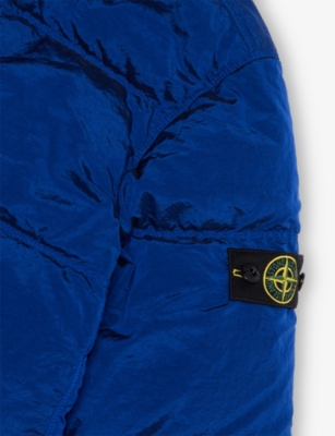 Stone Island Bright Blue Brand-badge Short Nylon Parka Jacket In Blue