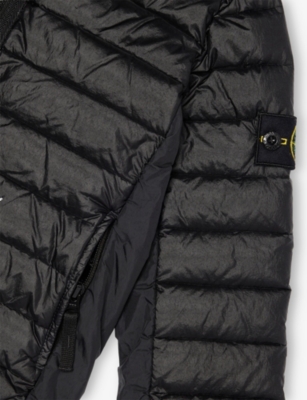 Stone Island Black Branded-patch Quilted Shell Jacket 2-12 In Black