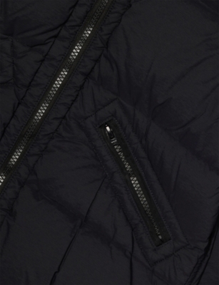 Stone Island Black Hooded Logo-patch Padded Shell Jacket 2-12 In Black
