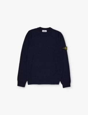 STONE ISLAND: Crewneck Logo-Patch Knit Jumper 14 years