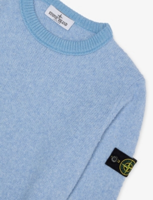 STONE ISLAND: Logo-Badge Boucle Knitted Jumper 14 Years