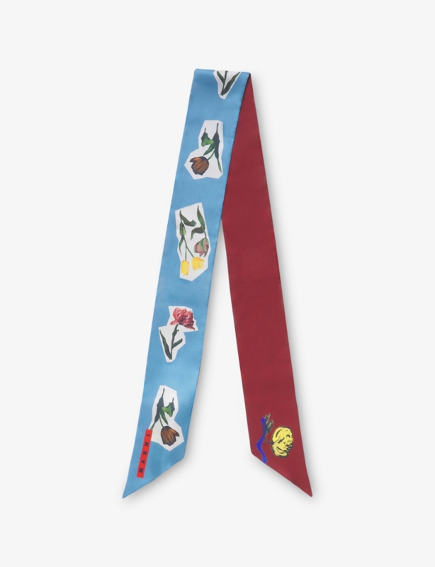 Floral Collage-Print Silk Scarf