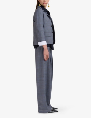 Marni Womens 00b99 Contrast-cuff Relaxed-fit Wool Shirt In Black
