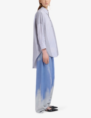 Marni Womens Stn63 Oversized Striped Cotton Shirt In Blue