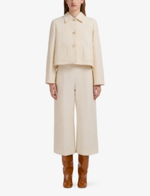 Marni Womens 00w06 Cropped Side-pocket Cotton Jacket In Neutral