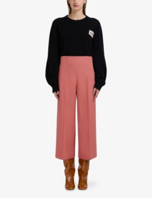 MARNI: Flared-Leg Cropped Wool Trousers