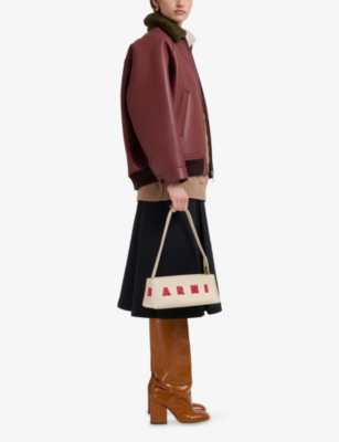 Marni Elongated Silhouette Shoulder Bag With Bold Lettering