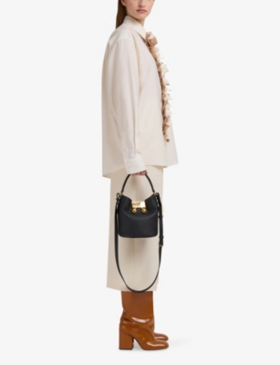 Marni Womens 00n99 Trunkeroo Bucket Leather Shoulder Bag In Purple