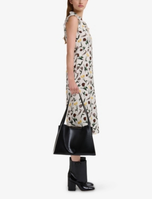 Marni Rectangular Two-tone Shoulder Bag With Long Handles In Black