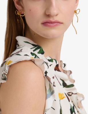 MARNI: Bow Brass and Pearl Stud Earrings