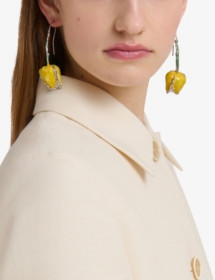 Marni Womens 00y11 Tulip Enamelled Drop Earrings In Yellow