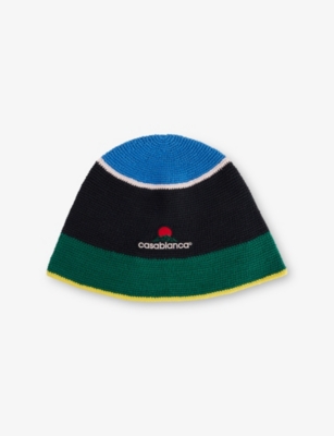 CASABLANCA: Striped Crochet Cotton Hat