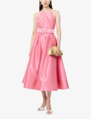 REBECCA VALLANCE: Maple Halterneck Woven Midi Dress