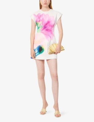 Rebecca Vallance Womens Print Dahlia Blossom Cap-sleeves Woven Mini Dress In Animal Print