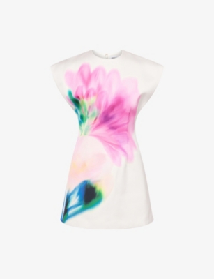 Rebecca Vallance Womens Print Dahlia Blossom Cap-sleeves Woven Mini Dress In Animal Print