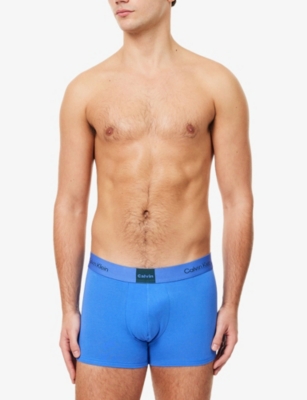 Calvin Klein Mens Grey,pine, Iris Bliss Icon Stretch-cotton Trunks Pack Of Three In Multi