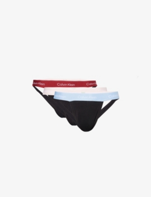 CALVIN KLEIN: Icon Log-Branded Pack Of Three Stretch-Cotton Jockstraps