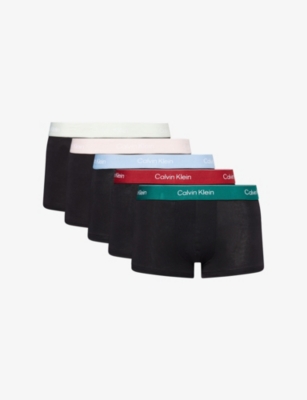Mens Calvin Klein Icon Low-Rise Pack Of Five Stretch-Cotton Trunks