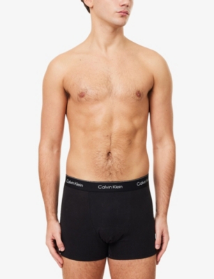 Calvin Klein Mens  Icon Stretch-cotton Trunks Pack Of Three In Blue