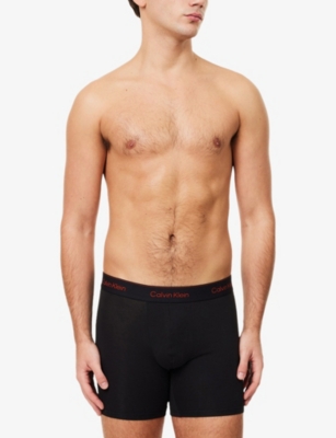 Calvin Klein Mens B-chalk,cur Pumpkin,cas Icon Stretch-cotton Boxer Briefs Pack Of Three Xxl In Black