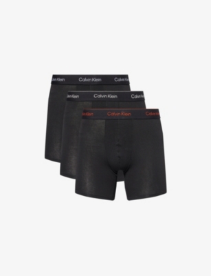 Calvin Klein Mens B-chalk,cur Pumpkin,cas Icon Stretch-cotton Boxer Briefs Pack Of Three Xxl In Black