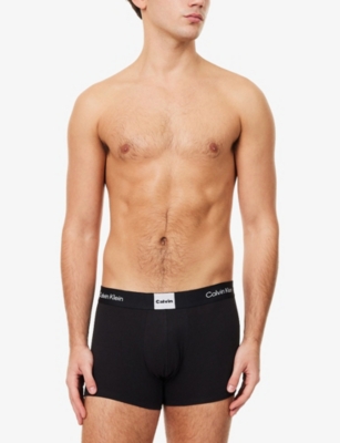 Calvin Klein Mens  Icon-logo Pack Of Three Cotton-jersey Trunks In Black