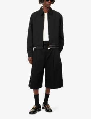 Casablanca Cropped Wool Jacket With Classic Collar In Black