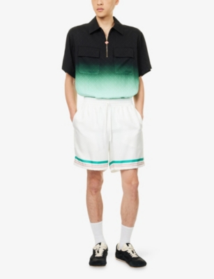 Casablanca Mens Casa Way Graphic-print Drawstring Silk Shorts In White
