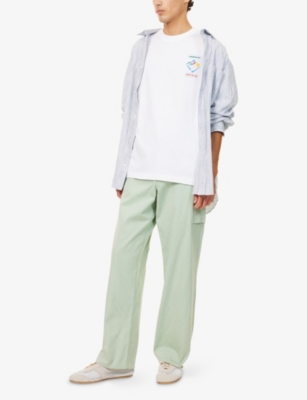 CASABLANCA: Montagne Sportif Brand-Embroidered Cotton-Jersey T-Shirt