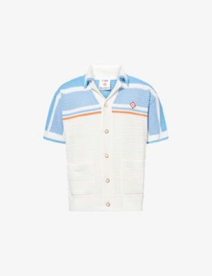 CASABLANCA: Relaxed-Fit Cuban-Collar Cotton-Crochet Shirt
