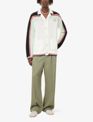CASABLANCA: Relaxed-Fit Striped Cotton-Crochet Shirt