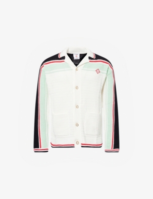 CASABLANCA: Relaxed-Fit Striped Cotton-Crochet Shirt
