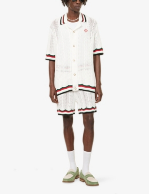 CASABLANCA: Sporty Cuban-Collar Cotton-Crochet Shirt