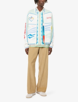 CASABLANCA: Montagne Embroidered Wool-Knit Cardigan