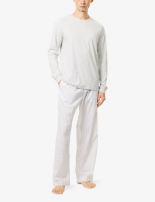 Calvin Klein Mens Trail Stripe Classic Wht Heritage Branded-waistband Cotton Pyjamas Trousers In White
