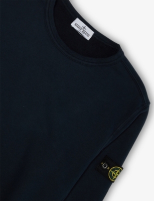 Stone Island Compass-motif Crewneck Jumper In Blue