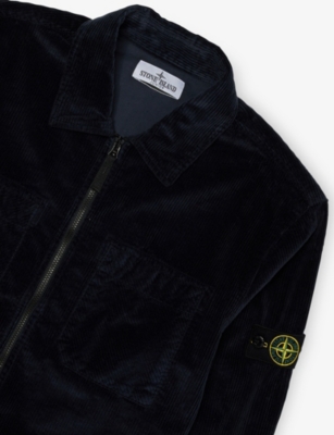Stone Island Patch-pocket Zip-front Jacket In Blue