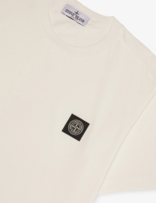 Stone Island Natural Junior Compass-badge Short-sleeve Cotton-jersey T-shirt In Burgundy