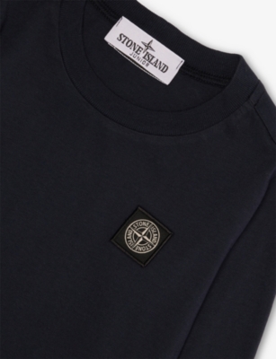 Stone Island Compass-motif Cotton Sweatshirt In Black