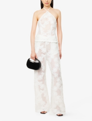 Shop Amy Lynn Womens White Floral Halterneck Crotchet Top