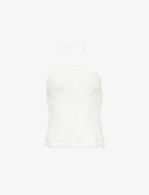 Shop Amy Lynn Womens White Floral Halterneck Crotchet Top